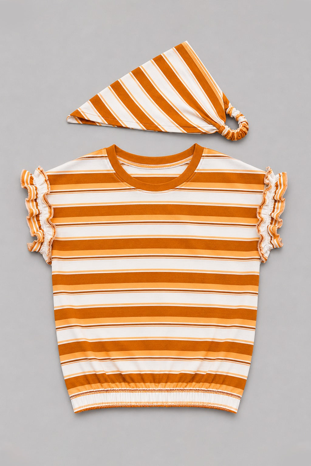 White With Orange Stripe Bib T-shirt Top For Girls Main image