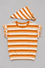 White With Orange Stripe Bib T-shirt Top For Girls