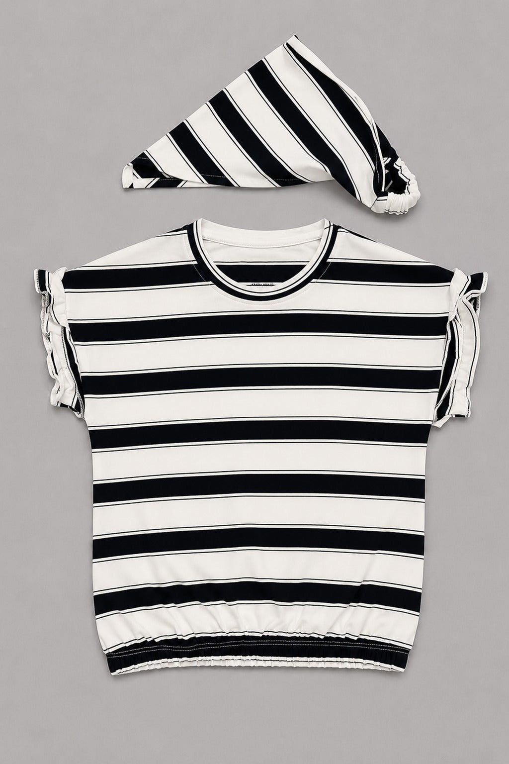White With Black Stripe Bib T-shirt Top For Girls
