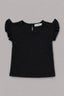 Black Ruffle T-shirt Top For Girls