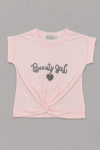 Baby Pink Beauty Girl Knot T-shirt Top For Girls