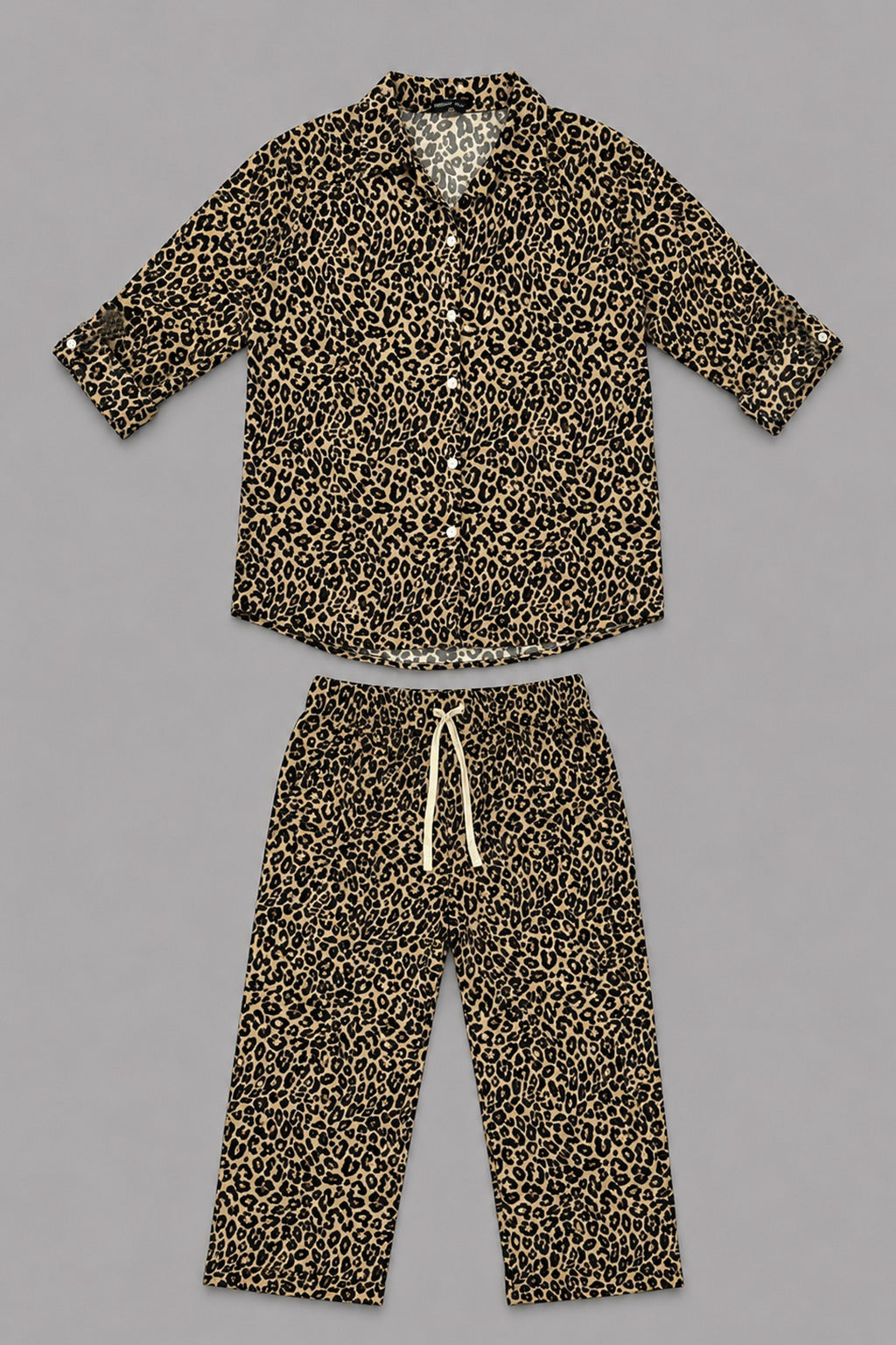 Cheetah Print Co-ord Ribbed Fabric Suit For Women