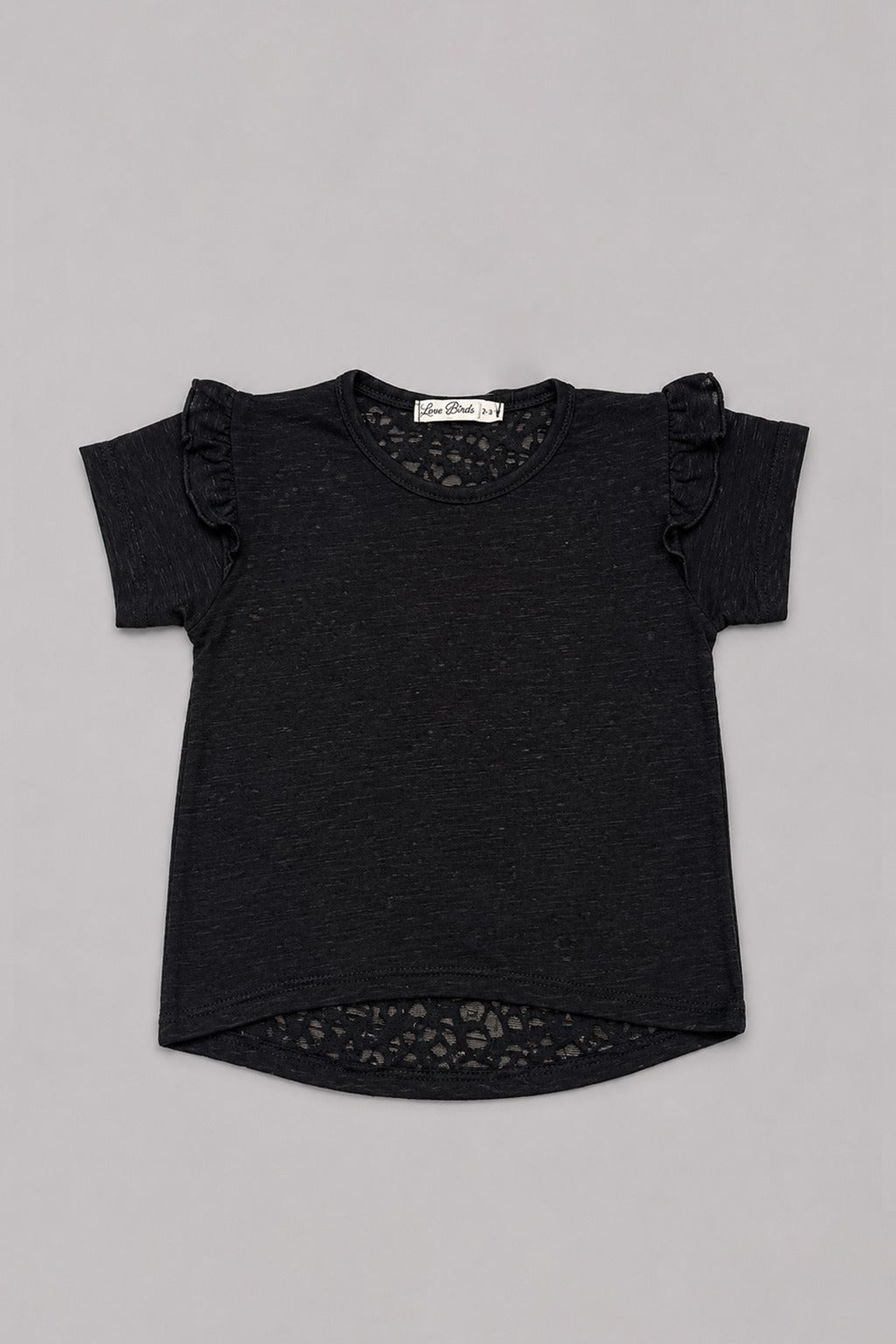 Black Burnout T-shirt Top For Girls