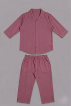 Pink Co-ord Ribbed Fabric Suit For Women