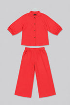 Peach Plain Linen Fabric Suit For Girls
