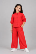 Peach Plain Linen Fabric Suit For Girls