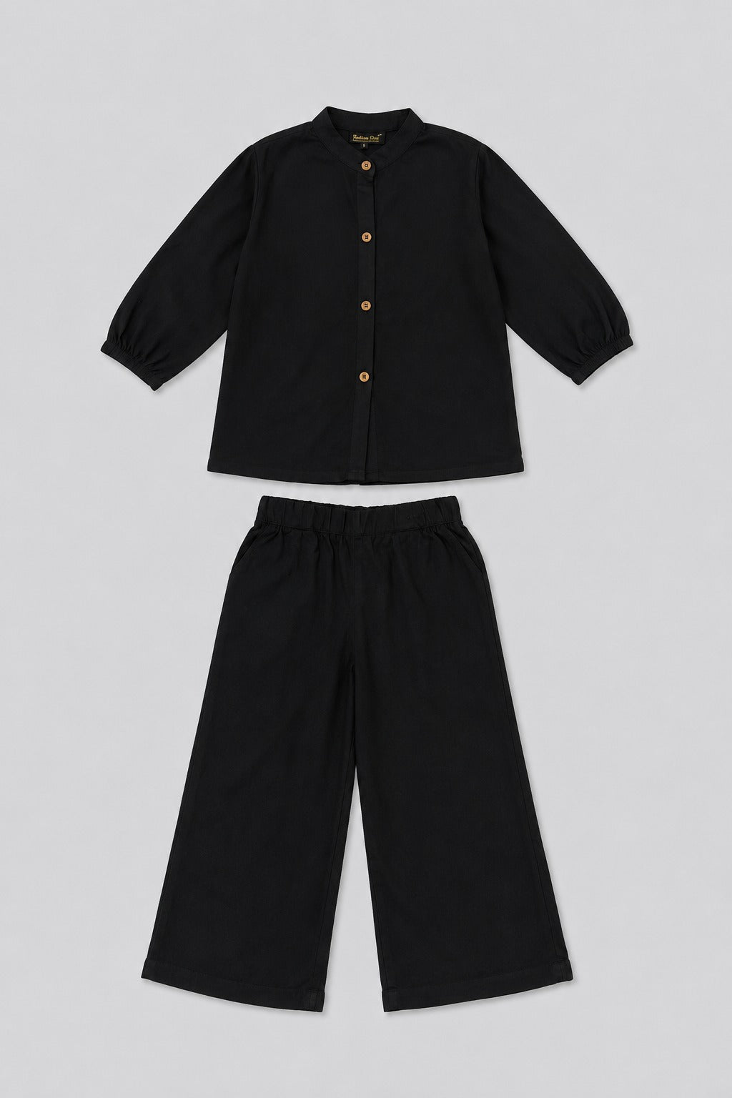 Black Plain Linen Fabric Suit For Girls