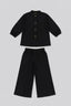 Black Plain Linen Fabric Suit For Girls
