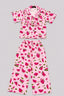 Pink Watermelon Print Linen Suit For Girls