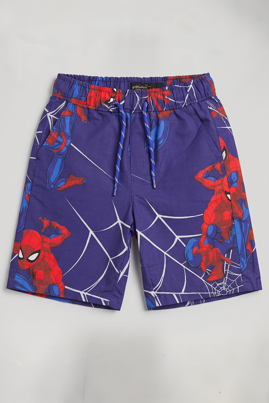 Blue Spiderman Print Cotton Fabric Shorts For Boys Secondary image