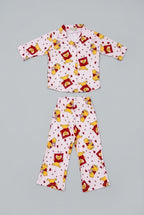 White Bear Print Co-ord Fabric Suit For Girls