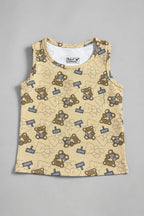 Brown Bear Print Sando For Summers