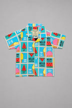 Multi Color Hello Summer Print Casual Shirt For Boys