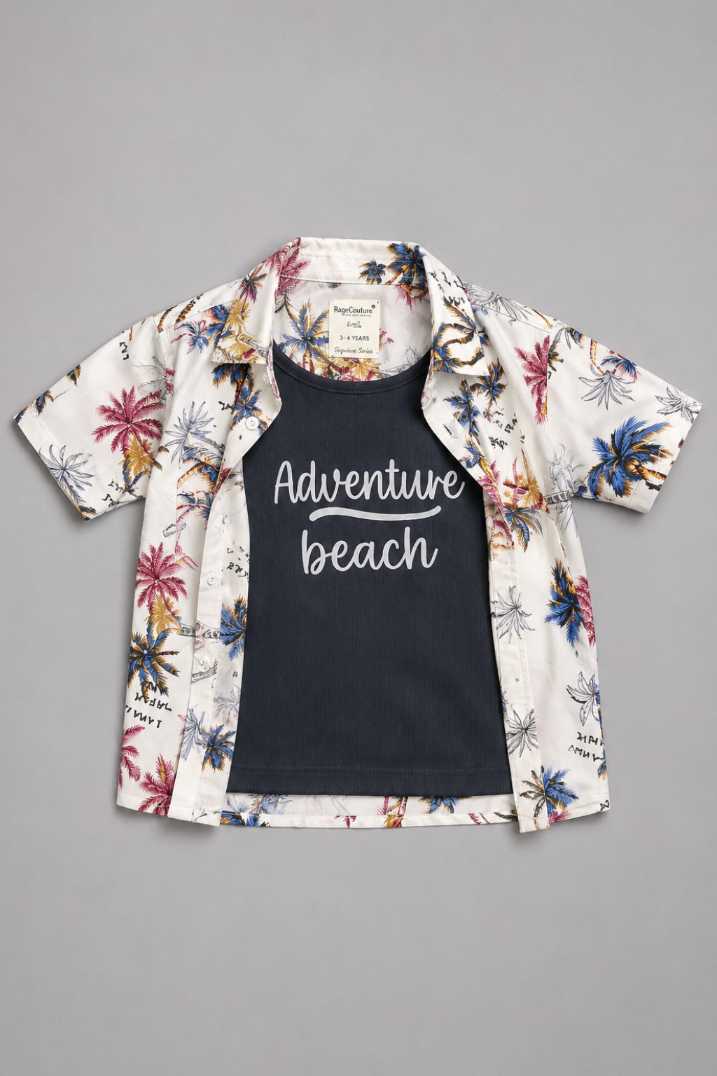White Trees Print Casual Shirt For Boys
