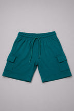 Teal Blue Double Pocket Jersy Fabric Shorts