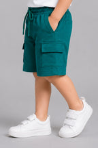 Teal Blue Double Pocket Jersy Fabric Shorts