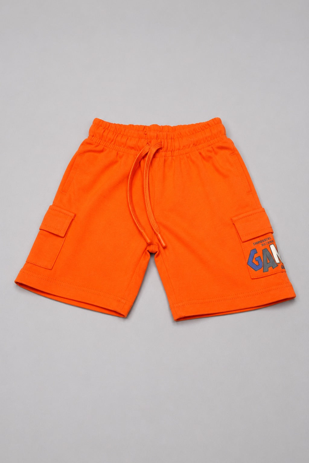 Orange Double Pocket Jersy Fabric Shorts