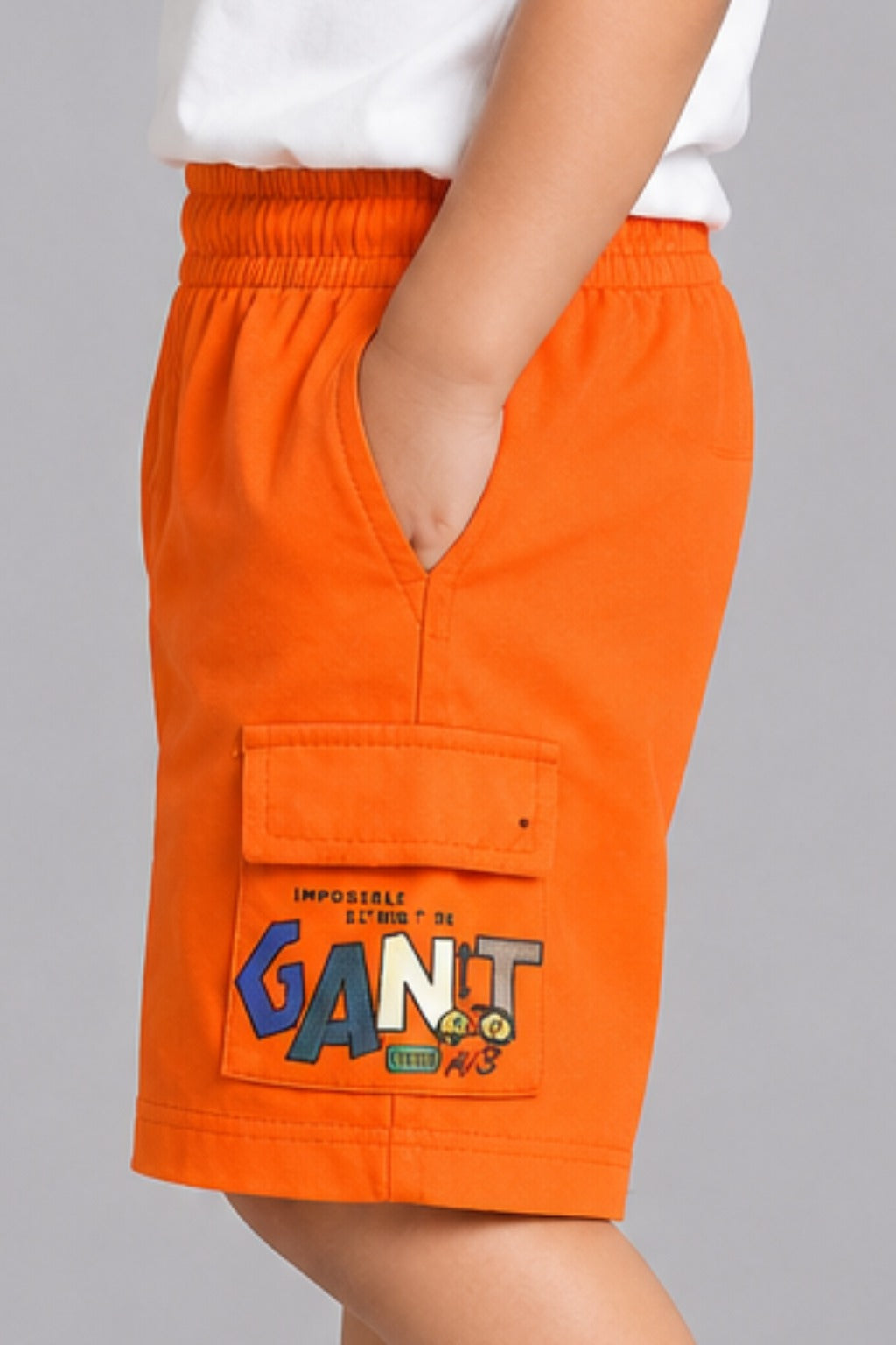 Orange Double Pocket Jersy Fabric Shorts