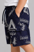 Blue Print Jersy Fabric Shorts