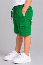 Green Double Pocket Jersy Fabric Shorts