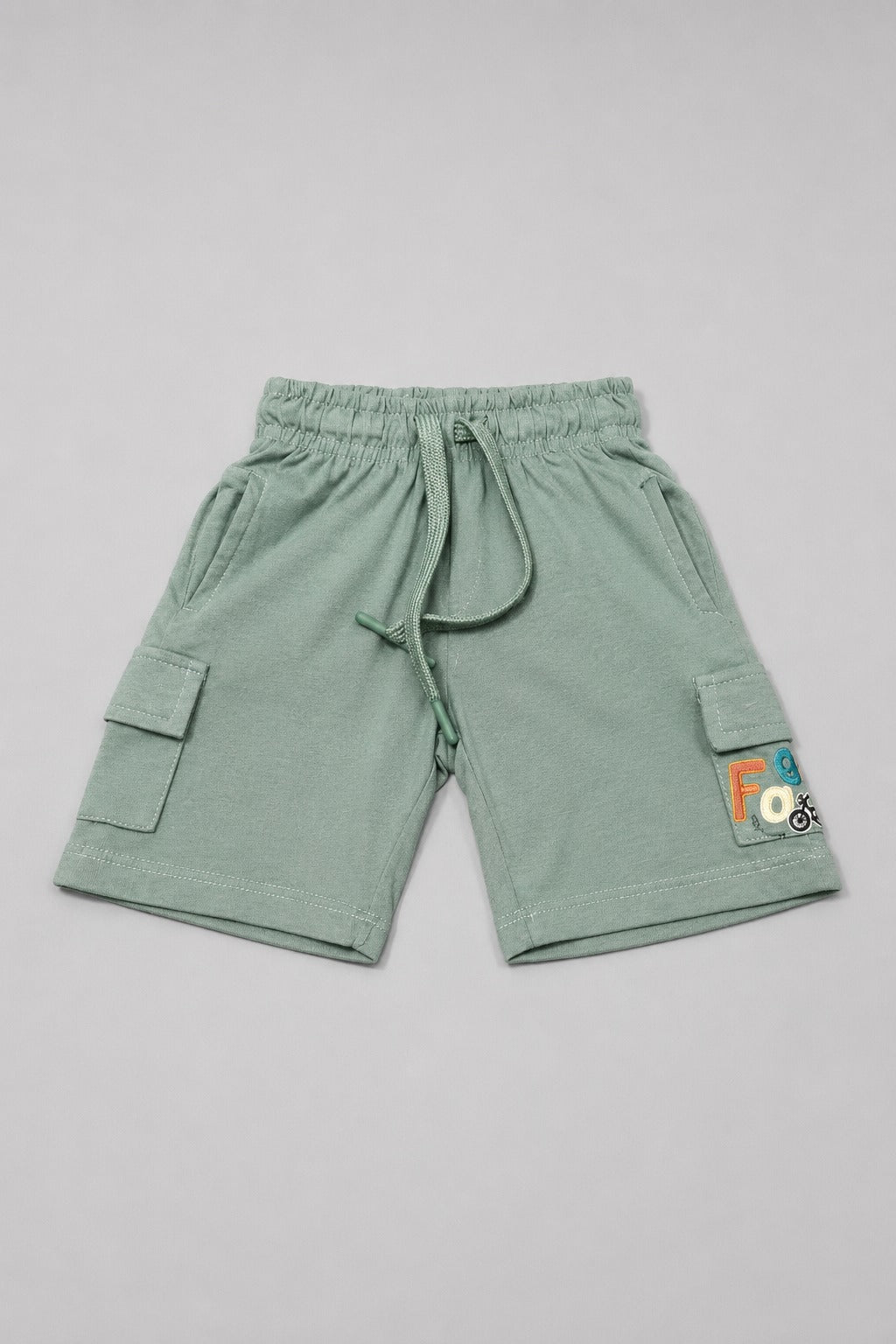 Light Blue Double Pocket Print Jersy Fabric Shorts