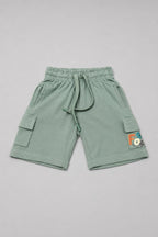 Light Blue Double Pocket Print Jersy Fabric Shorts