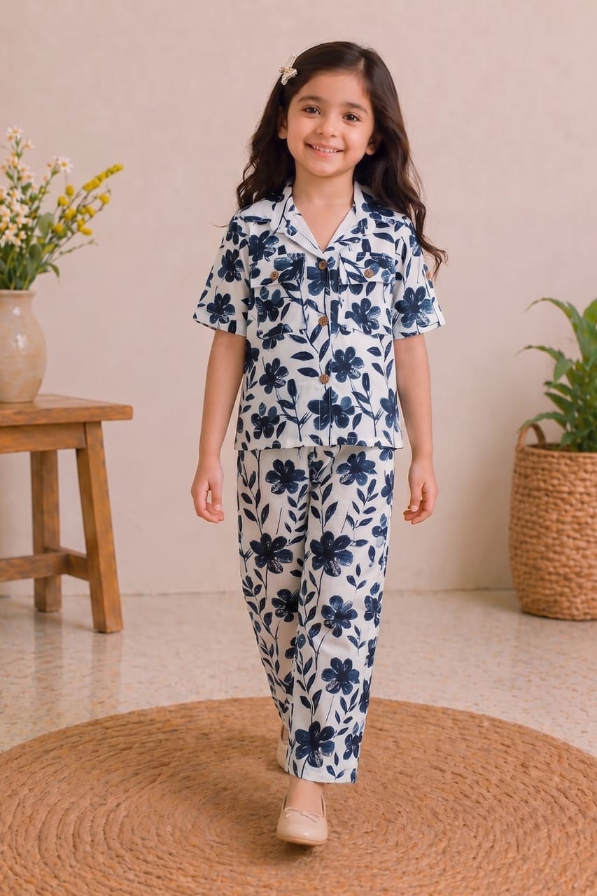 Black Flowers Double Pocket Linen Suit Main image