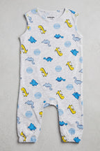 Ash White Dino Full Body Romper