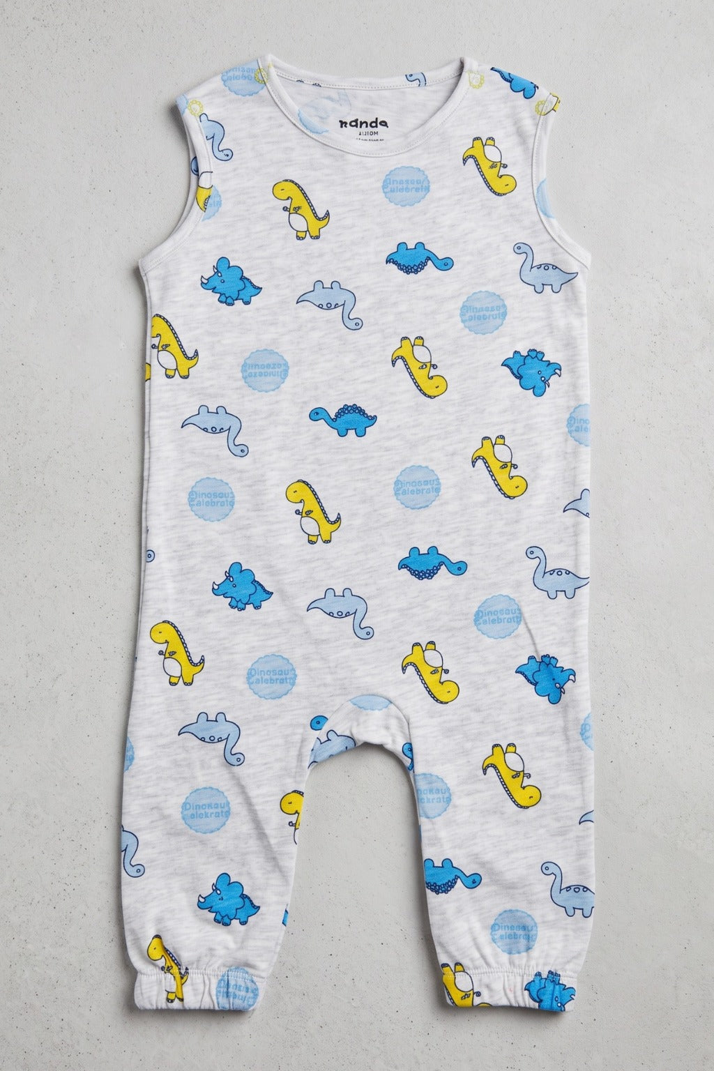 Ash White Dino Full Body Romper