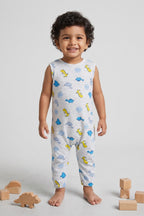 Ash White Dino Full Body Romper