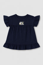 Navy Blue Flowers T-shirt Top