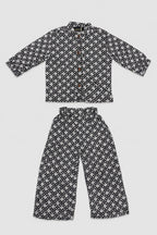 Black Flowers Print Co-Ord Linen Fabric Suit