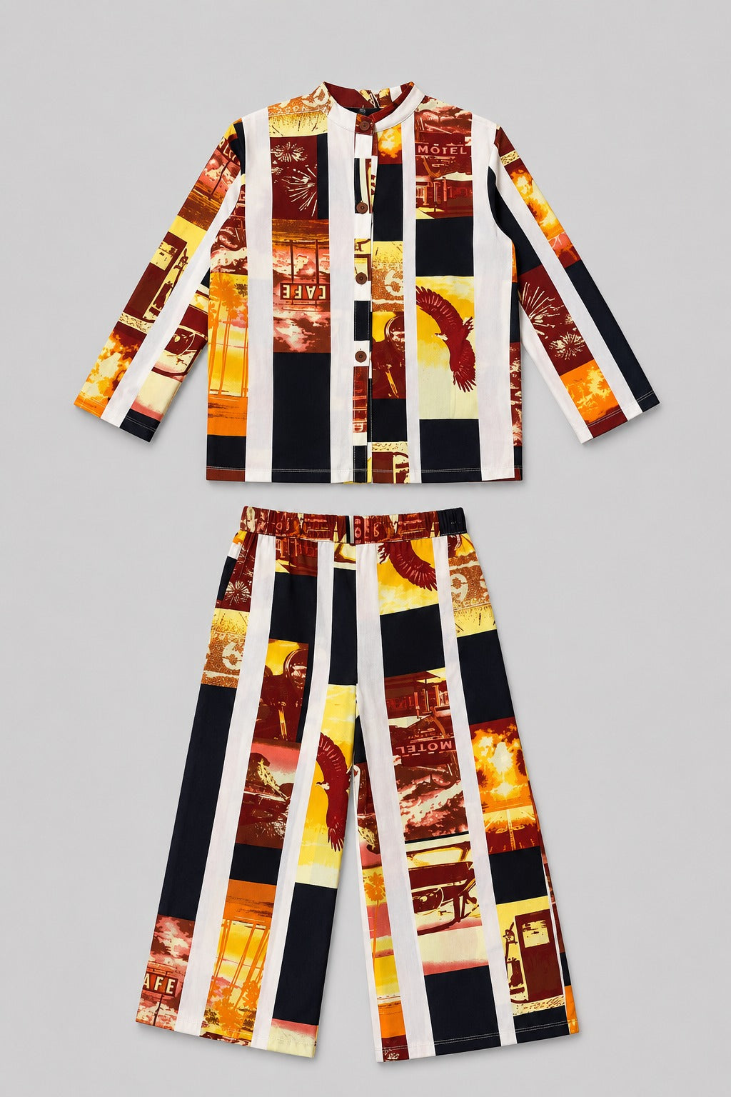 Multi Motel Print Co-Ord Linen Fabric Suit