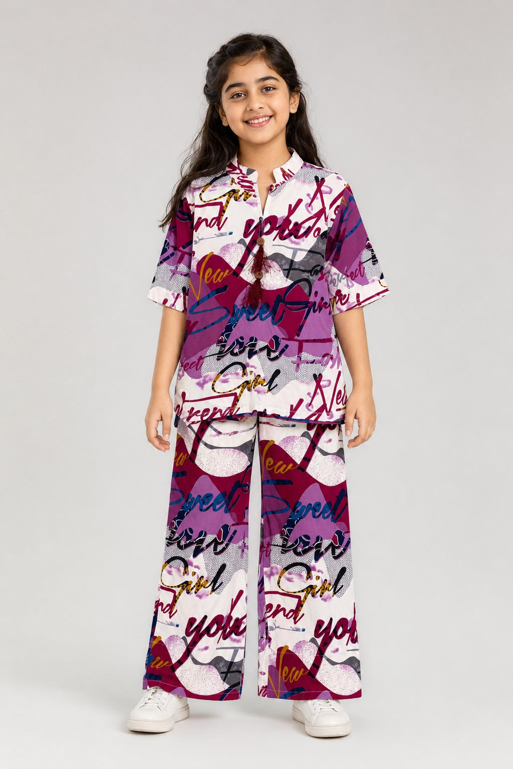 Purple Print Co-Ord Linen Fabric Suit