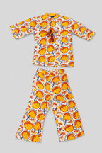 Orange Print Co-Ord Linen Fabric Suit