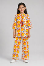 Orange Print Co-Ord Linen Fabric Suit