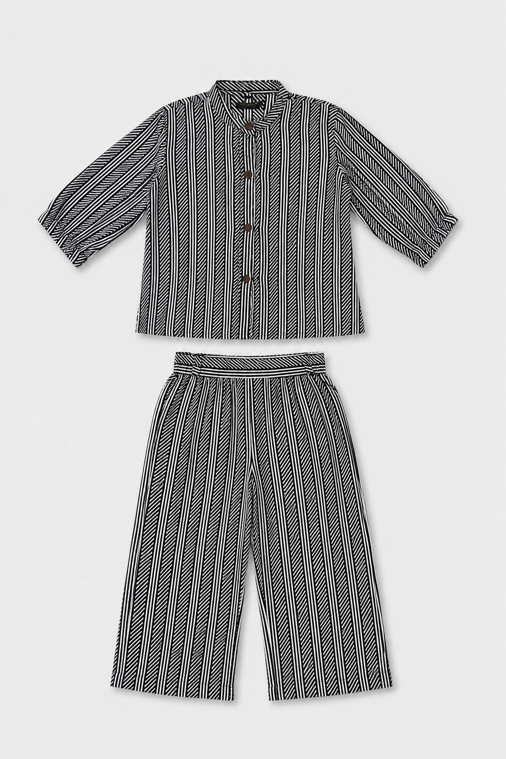 Black Lines Print Co-Ord Linen Fabric Suit