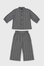 Black Lines Print Co-Ord Linen Fabric Suit