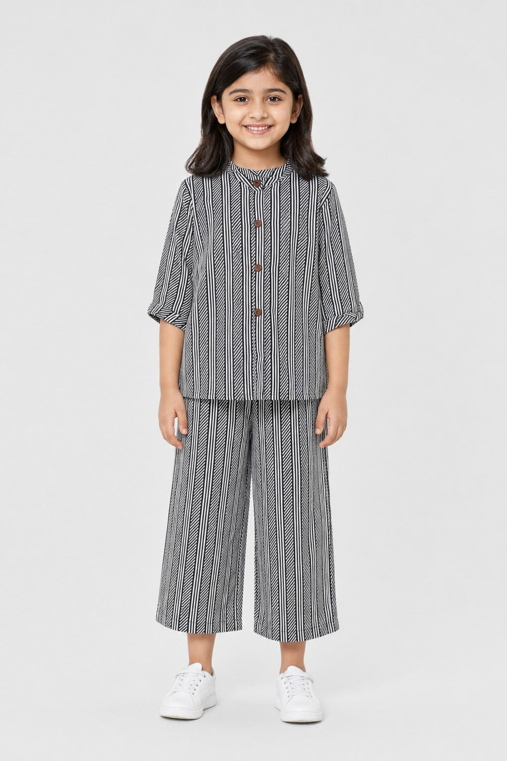Black Lines Print Co-Ord Linen Fabric Suit