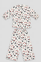 Black Cherry Print Co-Ord Linen Fabric Suit