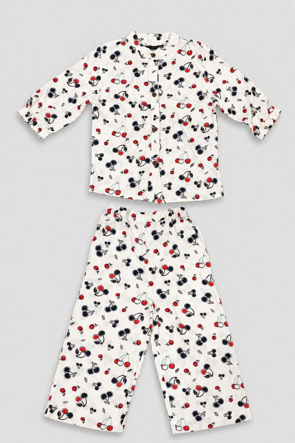 Black Cherry Print Co-Ord Linen Fabric Suit