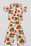 White Orange Leaf Print Co-Ord Linen Fabric Suit