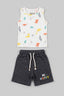 White Sando Dino Jersy Fabric Suit For Girls