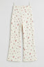 Pink Flowers Print Ribbed Fabric Flapper