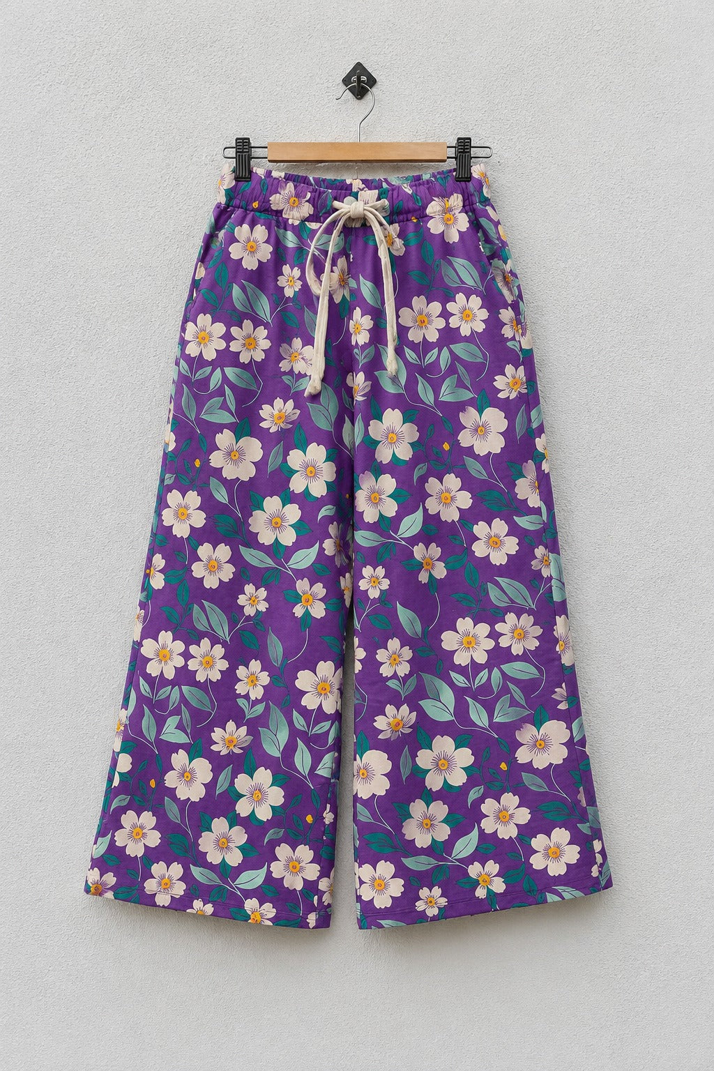 Purple Flowers Print Jersy Fabric Flapper