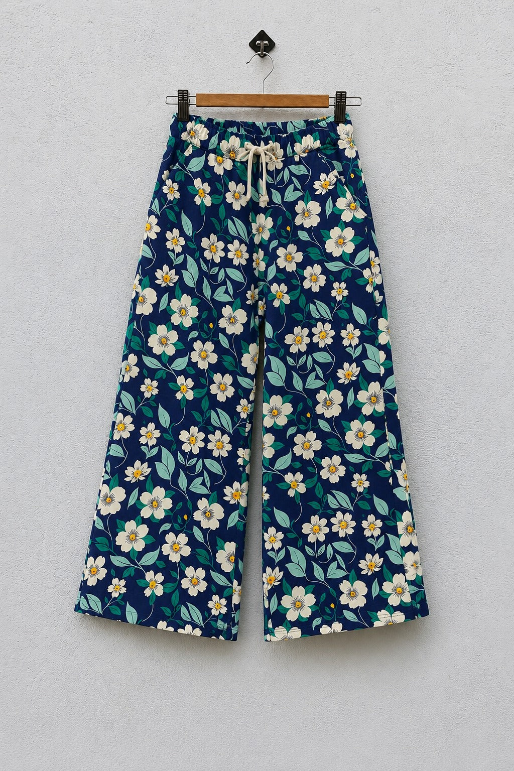 Blue Flowers Print Jersy Fabric Flapper