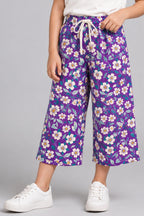 Purple Flowers Print Jersy Fabric Flapper