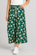 Green Flowers Print Jersy Fabric Flapper