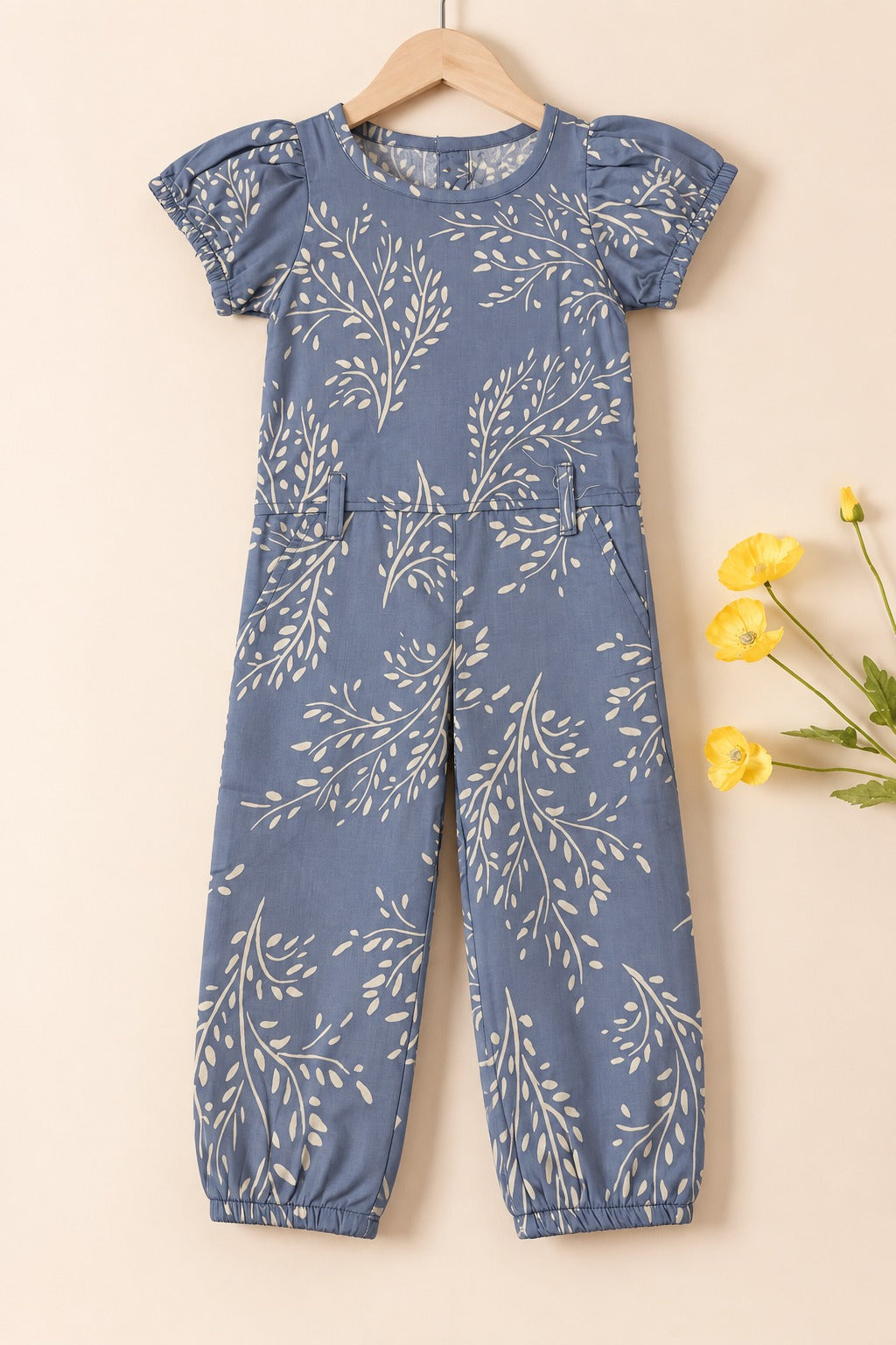 Blue Flowers Cotton Jump Suit