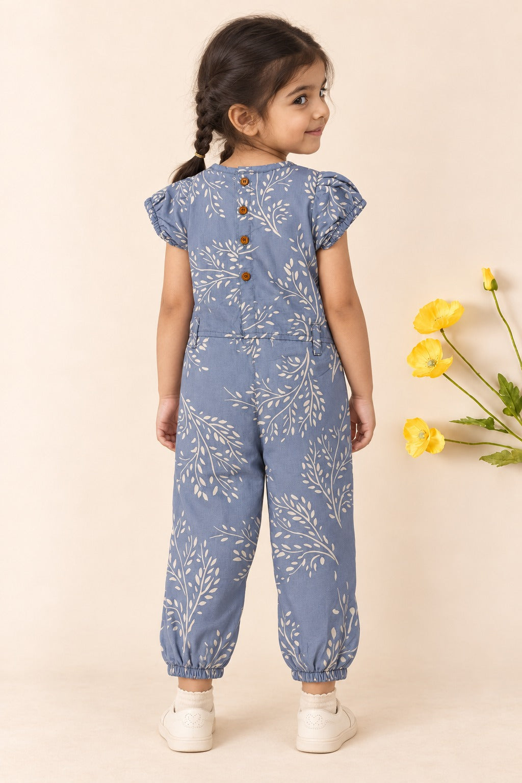 Blue Flowers Cotton Jump Suit